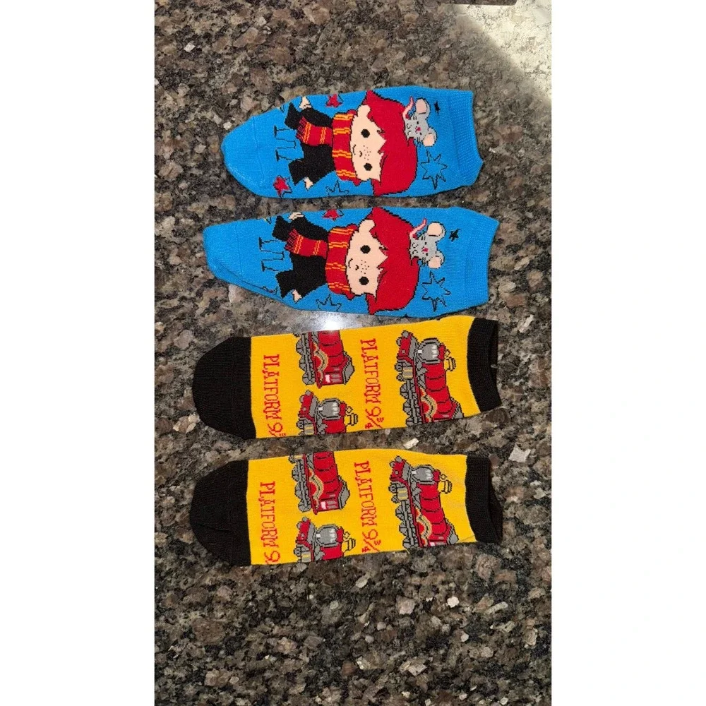 Harry Potter Ron Weasley Hogwarts Express Ankle Socks 2 Pair Set Blue Yellow